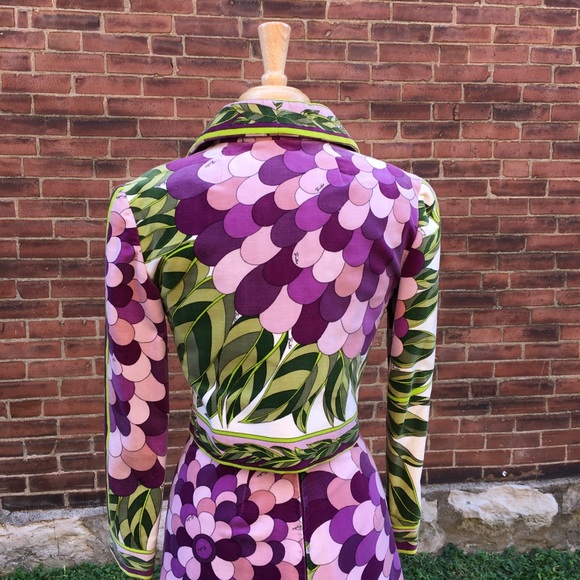 VTG Emilio Pucci Floral Velvet Cotton Skirt Set - Picture 4 of 15